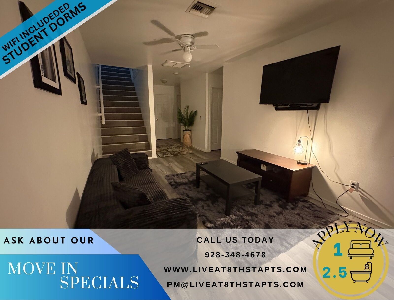 Affordable Private Rooms with Shared Living — WIFI Included + 1/2 OFF GYM MEMBERSHIP at 8th Street Apartments! STUDENT DORMS property image
